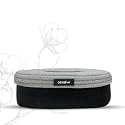 DENOVA Cotton Tissue Box Holder - Handcrafted Tissue Container for 100 Pulls Paper Towel Dispenser for Office Living Bedroom Car Desk Dining Table Home Decor (Oval, Grey &amp; Black)
