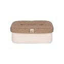 DENOVA Cotton Tissue Box Holder - Handcrafted Tissue Container for 100 Pulls Paper Towel Dispenser for Office Living Bedroom Car Desk Dining Table Home Decor (Oval, Grey &amp; Black)