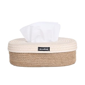 denova tissue box holder - decorative tissue box cover modern elegant design for living room bedroom office amp bathroom square off-white amp beige