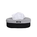 DENOVA Cotton Tissue Box Holder - Handcrafted Tissue Container for 100 Pulls Paper Towel Dispenser for Office Living Bedroom Car Desk Dining Table Home Decor (Oval, Grey &amp; Black)