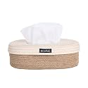 Denova Tissue Box Holder - Decorative Tissue Box Cover, Modern Elegant Design for Living Room, Bedroom, Office &amp; Bathroom (Square, Off-White &amp; Beige)
