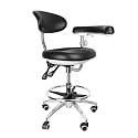 Dental Assistant Chairs, 360 Degree Rotation Armrest Black PU Leather Assistant Stool Chair Height Adjustable Doctor Chair