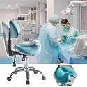 Dental Hygiene Saddle Chair - Ergonomic Stool with Back Support, Height Adjustable 23-25 Inch, 360° Swivel Rolling Seat for Comfort and Mobility