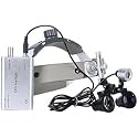 Dental Loupes, Magnifier 3.5X and 2.5X Loupes Dental Binoculars Leather Headband and Led Headlamp for Vessels, Working Distance: R 420mm,3.5X