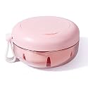 Denture Case, Definitely No-Leak Denture Bath Box for Traveling Perfectly, Denture Cup with Strainer & Magnetic Mirror(Pink)