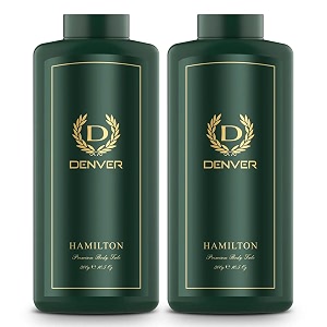 denver hamilton premium body talc - 300gm each pack of 2  scented talcum powder for men