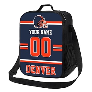 denver lunch box lunch bag custom any name and number adjustable strap sport insulated lunch bags personalized gifts for men women