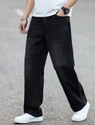 DENWOX Men Straight Fit Mid Rise Black