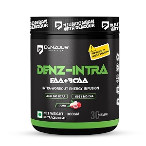 denzour nutrition denz intra workout powder  3300mg bcaa  6600mg eaa  muscle pump amp energy formula  lychee flavour  for men amp women  300g  30 servings  amino acid supplement