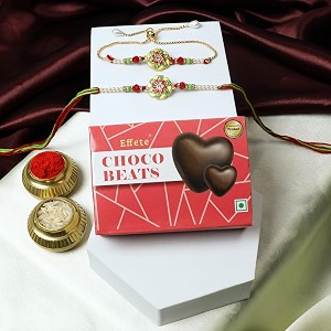 deodap five piece rakhi set for bhai and bhabhi with lumba 32 g chocolate silver colour pooja coin and greeting card for raksha bandhan