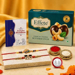deodap designer rakhi combo gift set for brother butterscotch 32gmchocolatey22k2_252a27_bs32 assorted rakhi greeting card coins chawal roli pack set 2-rakhi rolichaval greeting card coin chocolate