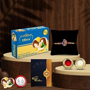 deodap golden designer thread rakhi for brother with chocolate silver colour pooja coin and greeting card for raksha bandhan