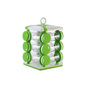 deodap plastic spice jar 13-piece 80 ml green and white