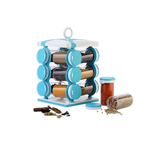 deodap plastic spice jar 13-piece 80 ml sky blue and white