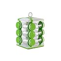DeoDap Plastic Spice Jar, 13-Piece, 80 ml, Green and White