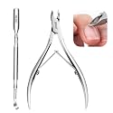DEOU professional cuticle scissors, salon manicure tools, stainless steel eyelash trimmer, Manicurist nail care blade, extremely sharp, for women's manicure (Cuticle scissors+Steel push)