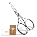 DEOU Silver Stainless Steel Round Nose Safety Scissors - Compact Facial Hair Trimming Tool for Men's Nose, Eyelashes, Eyebrows, Beard & Pet Grooming