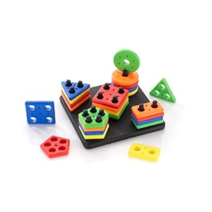 deoxy activity fun and learning geometrics square block toys for kids color shape sorter gift educational toy for 1 2 3 years old boys and girls 25pcs