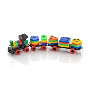 deoxy multicolor train shape sorting educational toy set age 3 manual play vehicle with geometric blocks for motor skills development