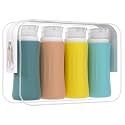 DEPOZA 4 Pack Travel Size Toiletries Containers Sets - TSA Approved Leak Proof Silicone Travel Bottles with Label - BPA Free for Shampoo, Conditioner, Lotion, Soap Travel Essential Accessories
