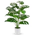 Der Rose 28" Fake Plants, Artificial Monstera Plants Indoor in White Pot