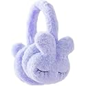 DERIKO Ear Muffs for Winter | Moving Rabbit Ears Cute Bunny Earmuffs for Women | Soft Warm Plush Faux Fur Ear Warmers for Cold Weather Ideal for Outdoor Activity Running, Cycling