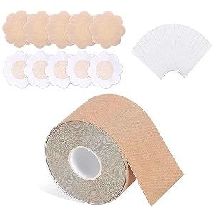 boob tape with 10pcs nipple cover amp 36pcs fashion tape double sided body tape adhesive strapless bra amp heavy breast support - boobs tape for women clothes multicolour
