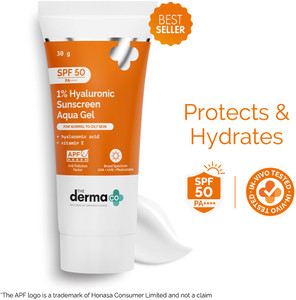 the derma co sunscreen - spf 50 pa 1 hyaluronic aqua gel- lightweight no white-cast for broad spectrum
