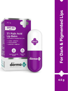 the derma co 1 kojic acid lip balm 45 g lightens dark  pigmented lips  spf 50 natural