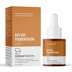 dermatouch bye bye pigmentation serum  for pigmentation dark spots blemishes  for all skin types  for both men amp women  18ml
