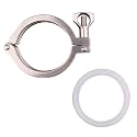 DERNORD Single Pin Heavy Duty Tri Clamp Stainless Steel 304 with Wing Nut for Ferrule TC with 1PC Silicone Gasket (2.5inch Tri Clamp+Silicone Gasket)