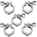 DERNORD Stainless Steel 304 Single Pin Heavy Duty Tri Clamp with Wing Nut for Ferrule TC 1.5'' (Pack of 5)