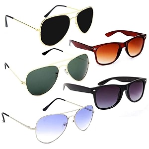 dervin unisex adult aviator sunglasses multicolor frame multicolor lens medium - pack of 5