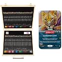 Derwent Academy Colour &amp; Watercolour Pencils Set of 48, Wooden Gift Box and Derwent Chromaflow Colour Pencils Set of 24, Wax-Based, Blendable, Vibrant, Sketching Tin