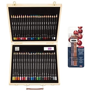 derwent academy colour and watercolour pencils wooden gift box amp derwent blender and burnisher pencil blister pack