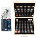 Derwent Academy Colour and Watercolour Pencils Wooden Gift Box (Set of 48) &amp; Derwent Precision Mechanical Pencil 0.5 mm with HB Leads and Erasers