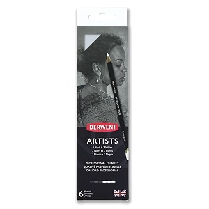 derwent artist39s pencils 6 black amp white tin with pencil sharpener