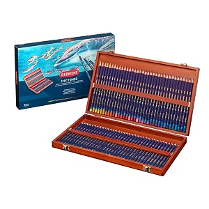 derwent inktense permanent watersoluble pencils wooden gift box set drawing amp painting ideal for layering use on fabrics wax-based professional quality - 2301844 set of 72