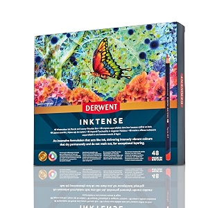 derwent inktense permanent watersoluble pencils wooden gift box set drawing amp painting ideal for layering use on fabrics wax-based professional quality - 2300151 set of 48