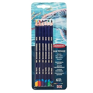 derwent inktense permanent watersoluble pencils tin drawing amp painting ideal for layering use on fabrics wax-based professional quality - 700929 set of 24