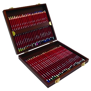 derwent pastel colouring pencils wooden gift box set drawing amp colouring ideal for blending amp colouring oil-based professional quality - 700644 set of 48