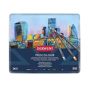 derwent procolour colouring pencils tin drawing amp writing ideal for colouring wax- based professional quality - 2302506 set of 24 ink black