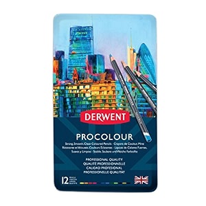 derwent procolour colouring pencils tin drawing amp writing ideal for colouring wax- based professional quality - 2302505 set of 12 ink black