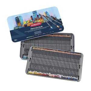 derwent procolour colouring pencils tin drawing amp writing ideal for colouring wax- based professional quality - 2302508 set of 72 black multi
