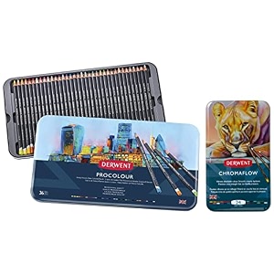 derwent procolour colouring pencils tin set of 36 chromaflow colour pencils tin of 24