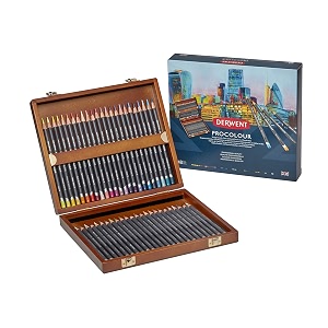 derwent procolour colouring pencils wooden gift box set drawing amp writing ideal for colouring wax- based professional quality - 2302523 set of 48
