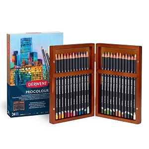 derwent procolour colouring pencils wooden gift box set drawing amp writing ideal for colouring wax- based professional quality - 2302585 set of 24