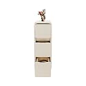 Narrow with 3 Drawer, Wooden Bedside Table Small Modern Side PU Surface for Bedroom Dorm Spaces