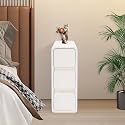 Narrow with 3 Drawer, Wooden Bedside Table Small Modern Side PU Surface for Bedroom Dorm Spaces