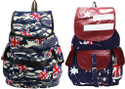 DESENCE Small 10 L Backpack Women & Girls Stylish Backpack for College School Travel Picnic Canvas Backpack Pack of 2 (Multicolor)